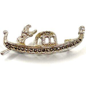 Vintage Gondola Brooch Pin with Marcasite Detail Brooch